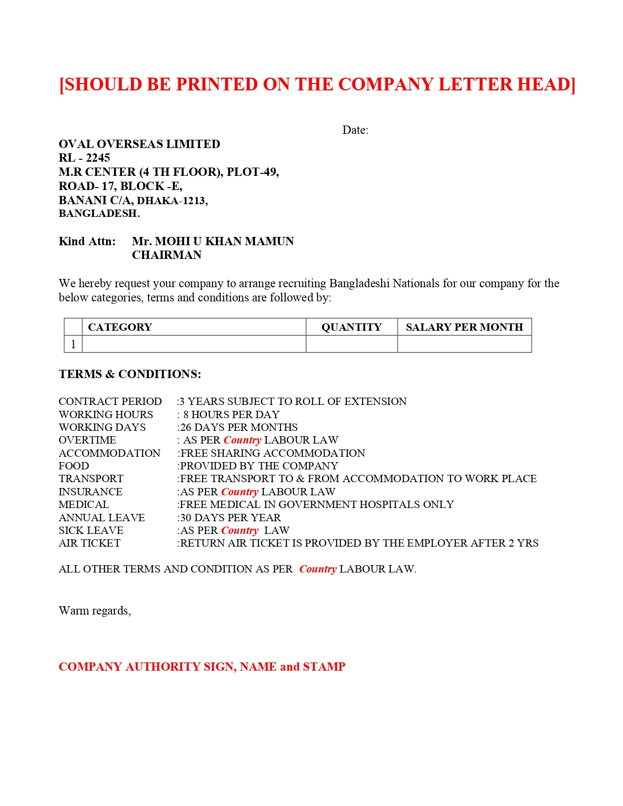 Sample Demand Letter