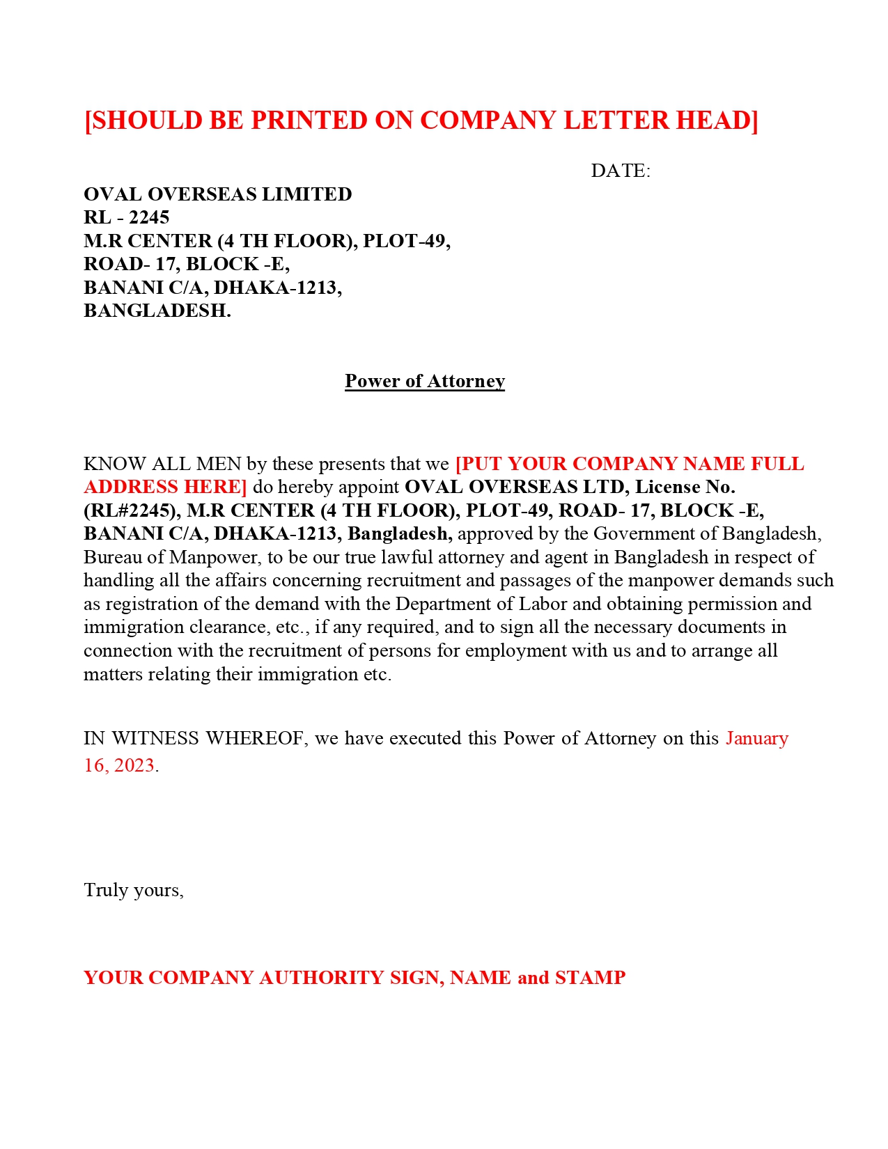power of attorney